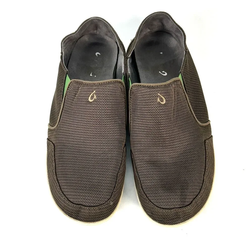 Olukai Nohea Mesh Mustang Lime Green Mens Size 11.5 Comfort Casual Slip On